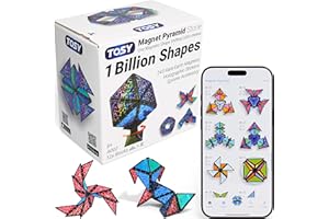 TOSY Magnet Pyramid Stone - 1 Cube Transforms into 1 Billion Shapes, 14 pcs (12 Puzzle pcs and 2 Spinners), 243 Rare Earth Ma