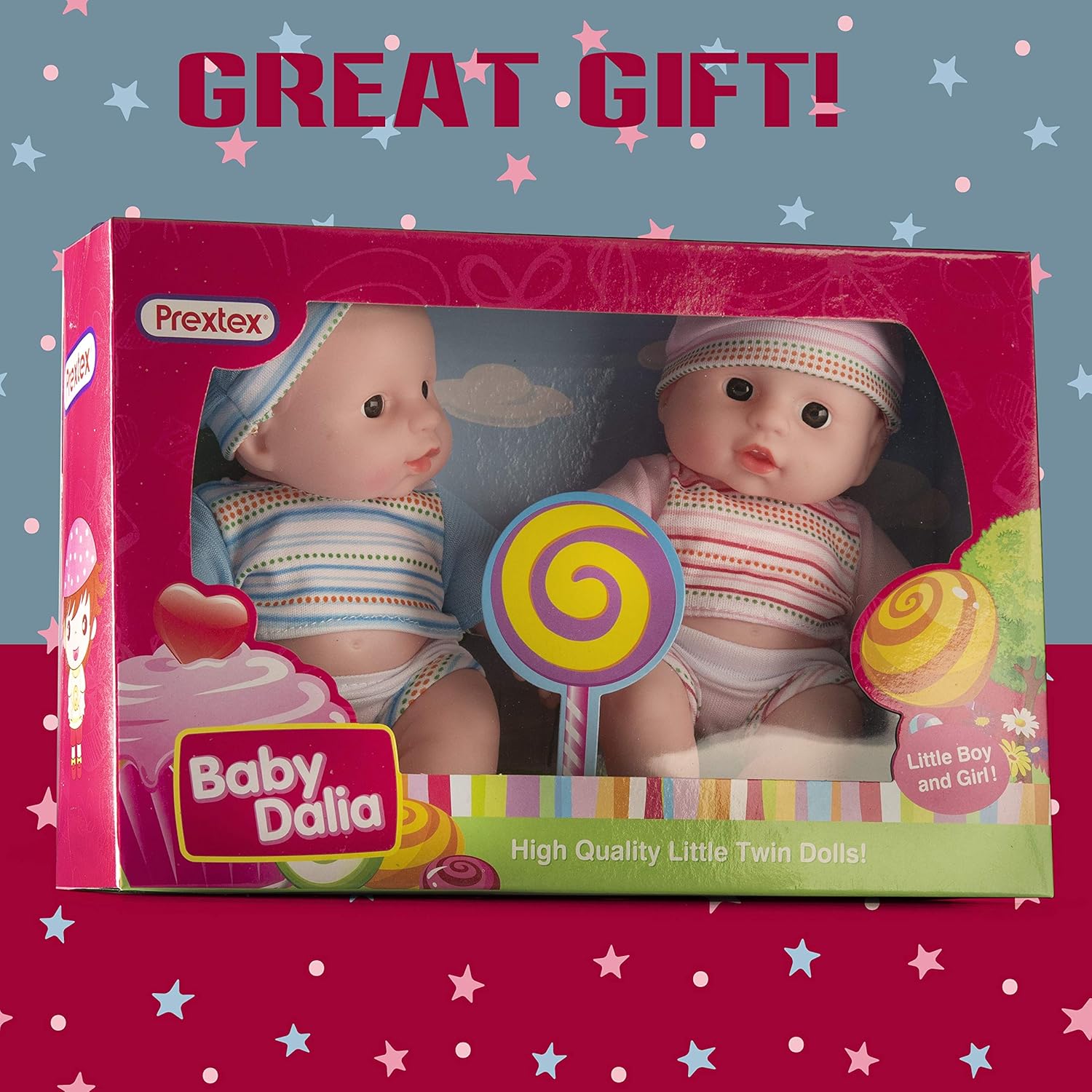 Prextex Mini Twin Dolls Set 7.5 Inch Cute Baby Boy and Girl Doll Set Best Gift for Baby and
