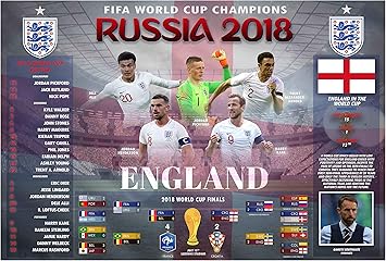 Amazon Posterwarehouse17 巨大 13x19 イングランド Fifaワールドカップ18年記念ポスター Posterwarehouse17 スポーツファングッズ