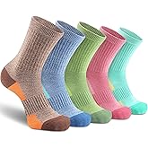 Gonii Women Socks Hiking Running Thick Cushion Athletic Crew Socks 5-Pair