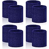 8 Pcs Sports Wrist Sweat Bands for Men & Women, Absorbent Wrist Sweatbands Tennis Wristbands, Elastic Wrist Bands for Sweat for Basketball Tennis Football Gym Running Working Out
