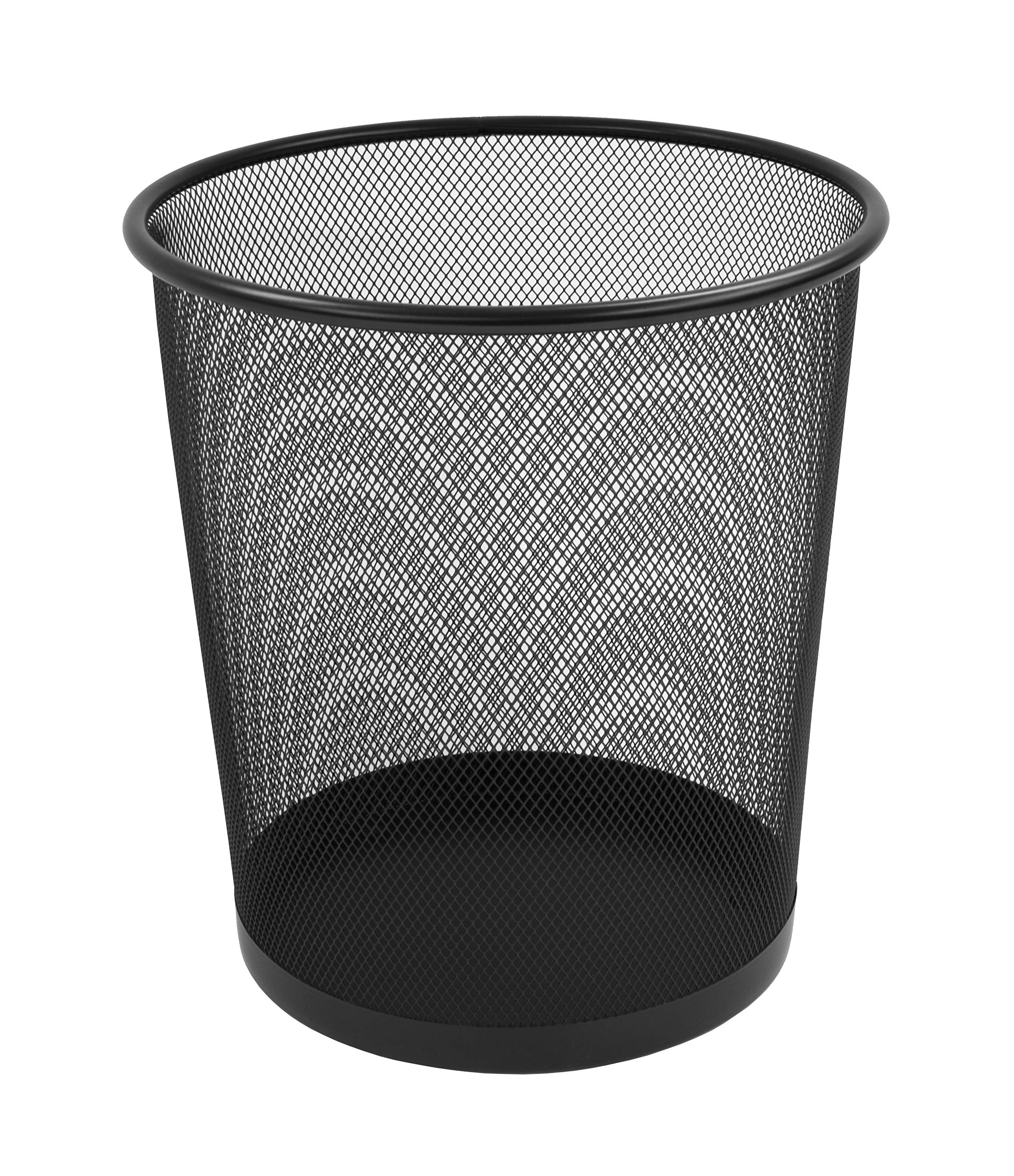 Osco Wiremesh Waste Bin Round 27.5cm, Metal Mesh Trash Can for Office, Bedroom, Bathroom & Home, Durable Lightweight Paper Basket Rubbish Recycling Container Modern Design, Black