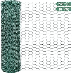 Chicken Wire Netting 16 x 236 Inch Green Hexagonal