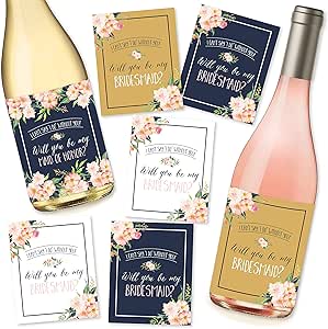 Will You Be My Bridesmaid Stickers or Wine Bottle Labels Bridal Party Maid of Honor Proposal Ideas, Ask Your Bridesmaids To Be In Wedding Gifts, Gold ...