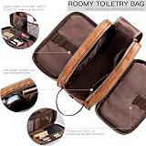 Elviros Water-Resistant PU Leather Toiletry Bag Men Large Travel Dopp Kit Brown view 2