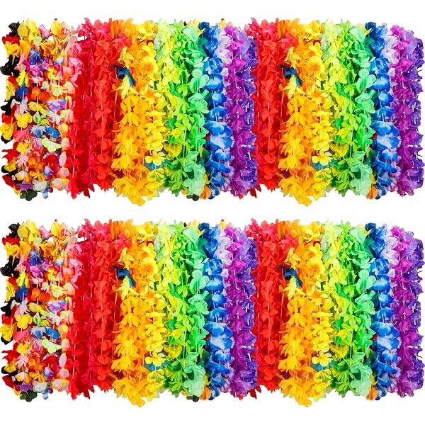 16 Pièces Colliers Et Bandeaux Fleuris Hawaïens - Déco Fête Luau, Plage, Mariage, Thème Tropical