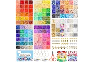 Redtwo 19000 Pcs Clay Beads Bracelet Making Kit, 120 Colors 6 Boxes Friendship BraceletKit for Jewelry Making, Flat Polymer Heishi Beads with Charms, Gifts-Crafts Set for Girls Ages 6-12