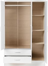 Seconique Nevada 3 Door 2 Drawer Wardrobe White Gloss Metal Handles view 9