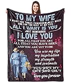 UFOORO Anniversary Romantic Gift for Wife, Mother's Day to My Wife Love Blanket, Beloved Birthday Gift Ideas, for Women, Valentines for Her 55"x70"