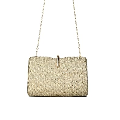 E2O Shimmer Gold Clutch With Long Belt