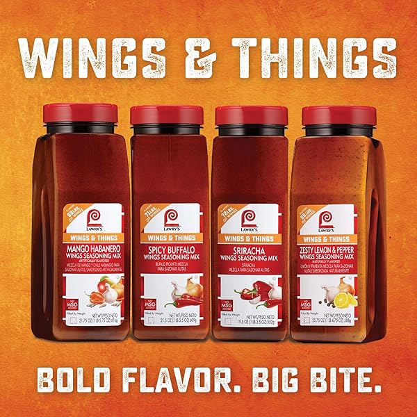 LAWRY’S SPICY BUFFALO WINGS SEASONING MIX, 21.5 OZ – ONE 21.5 OUNCE CONTAINER OF SPICY BUFFALO POWDER SEASONING FOR RECIPE CUSTOMIZATION, BEST FOR CHICKEN WINGS, BAR BITES, MOZZARELLA STICKS AND MORE