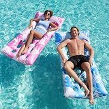 Sloosh Inflatable Pool Lounger 2 Pack XL Headrest Vents Blue Pink view 8