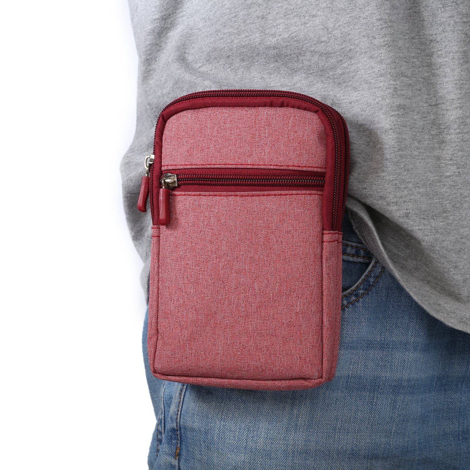 Belt Bag for Mobile Phone, Mobile Phone Belt Pouch, 6.9 Inches Vertical Belt Clip Holder Phone Bag Case Belt Bag with Belt Buckle Carabiner