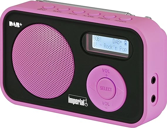 Imperial DABMAN 12 tragbares Digitalradio (DAB+/UKW, LCD Display, Akku, 3X AAA Batteriebetrieb) rosa