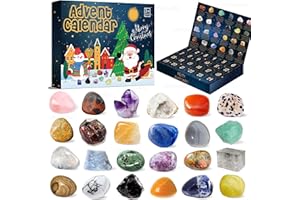 DYMUZIC Crystal Advent Calendar 2025, Rock Gemstone Advent Calendar 2025 Adult, Kids, Boys, Girls, Teen Girls, Women, 24 Days of Surprise Crystals and Gems Rocks Healing Stone Collection