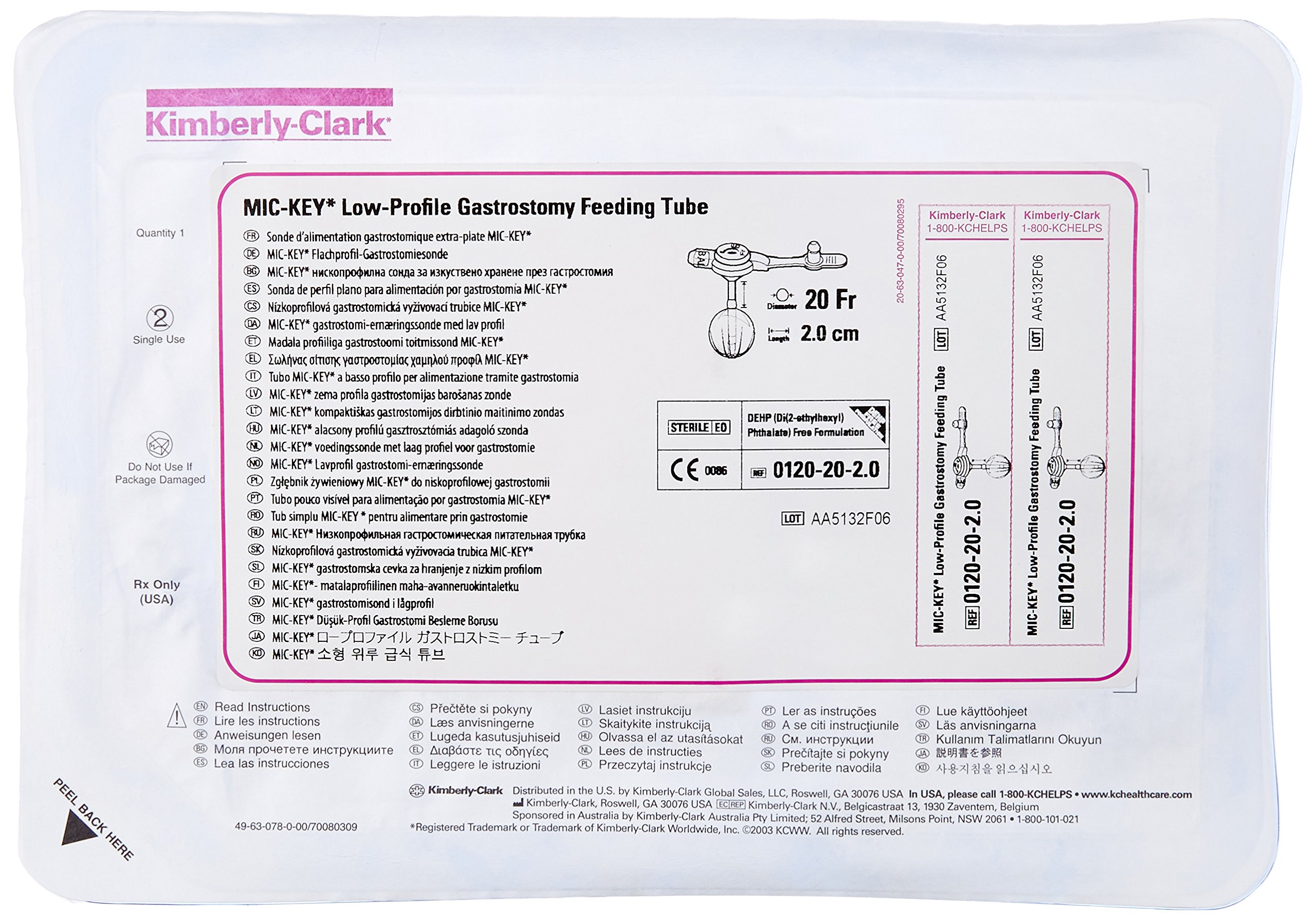 Halyard Health 0120202.0 MICKey Gastrostomy Feeding Tube, Low