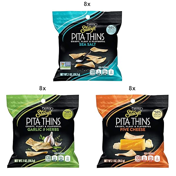 STACY’S PITA THINS VARIETY PACK, NO ARTIFICIAL COLORS OR FLAVORS, 1 OZ (24 COUNT)