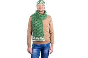 SAOL - Three Shamrock - 100% Merino Wool Cable Knit Scarf for Men's - One Size