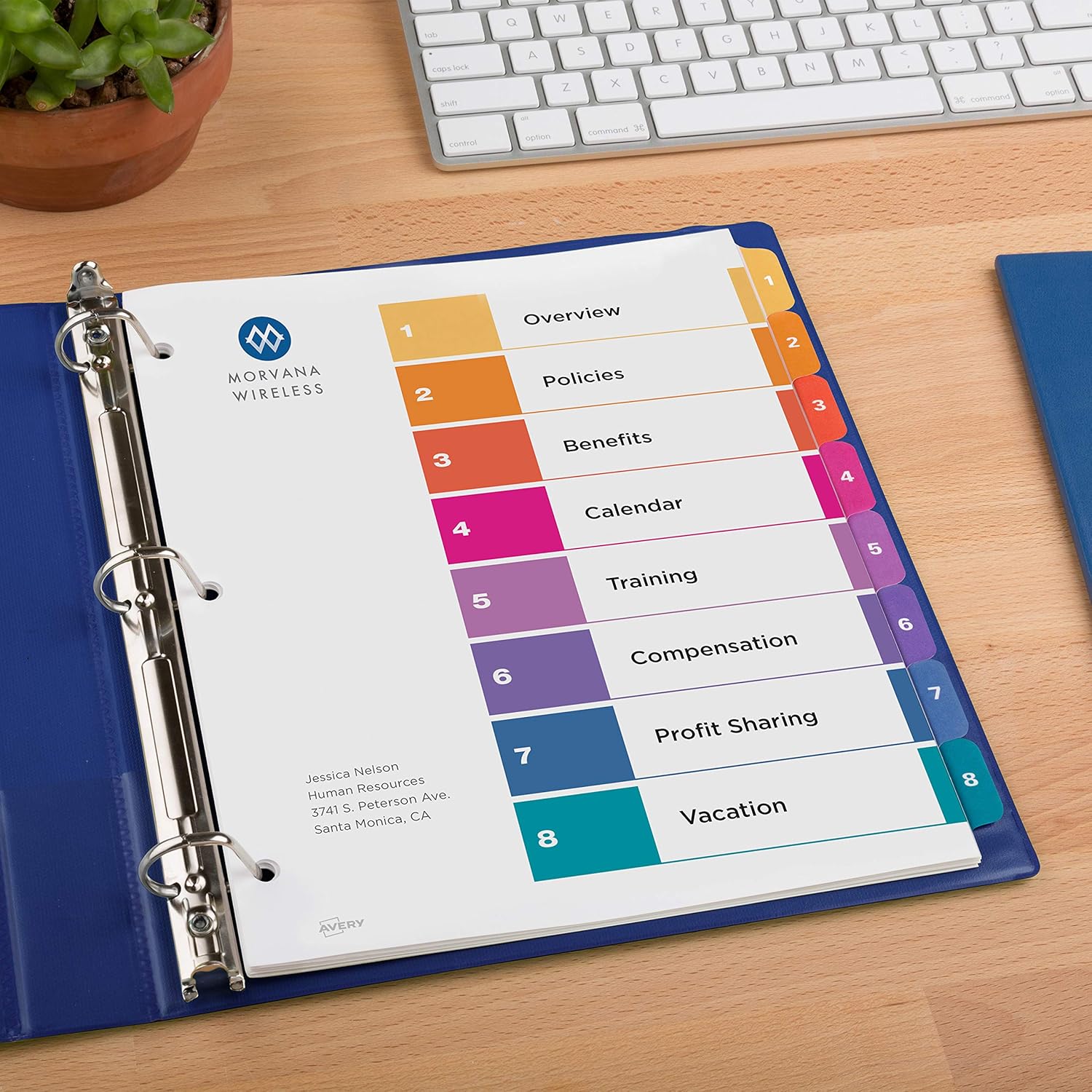 Avery 8-Tab Dividers for 3 Ring Binders, Customizable Table of Contents, Multicolor Tabs, 24 Sets (11168) : Binder Index Dividers : Office Products