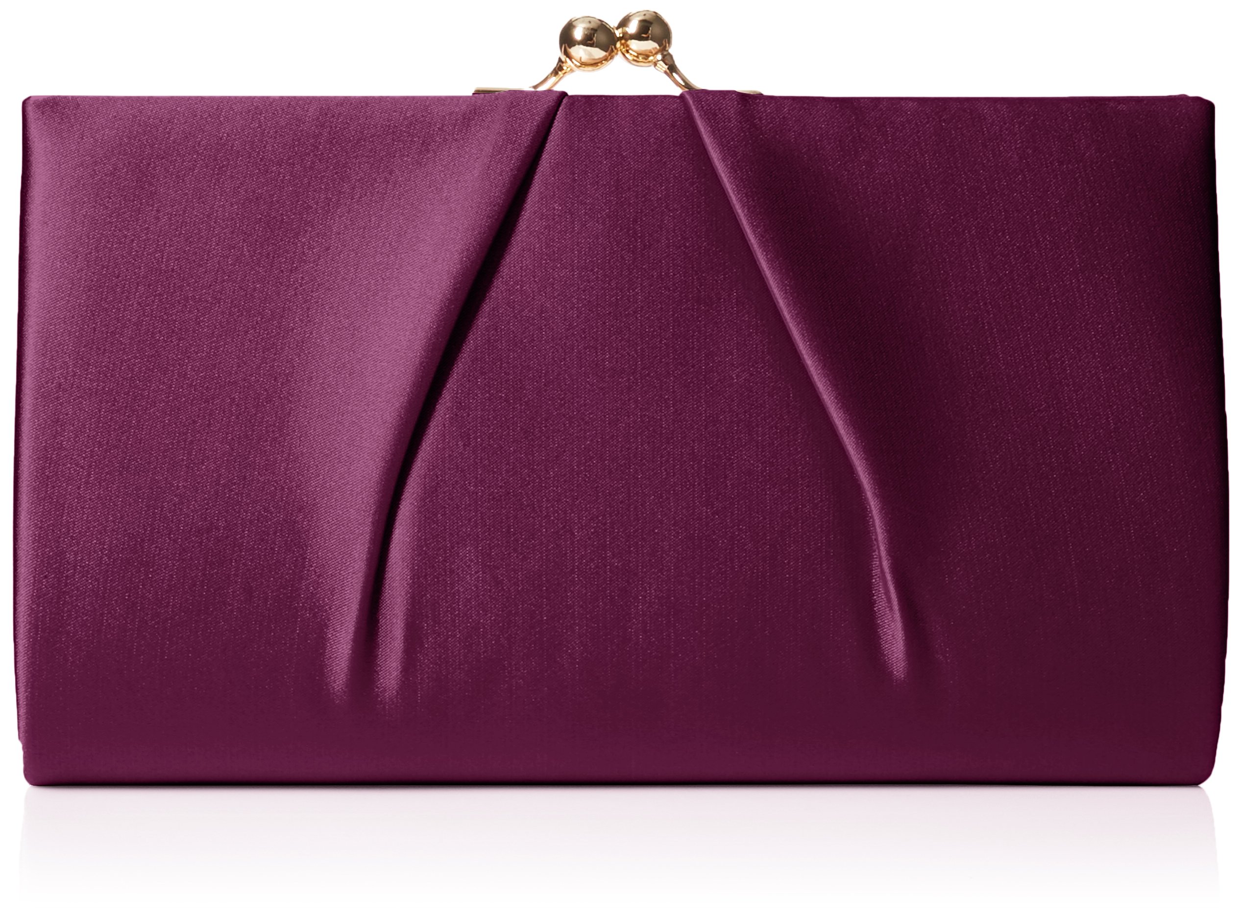 Swanky Swans Womens Mira Satin Classic Frame Bag Clutch Purple (Purple) ,5.1x12x20.8 cm (W x H x L)