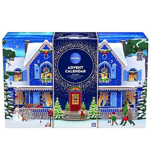 NIVEA Advent Calendar 2025 (24 products) – Women's Gift Set – Includes Moisturiser, Face Masks, Lip Balms, Body Cream, Shower Gel, Anti-Perspirant, and More – Complete Skincare Set