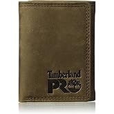 Timberland PRO Men's Leather Trifold Wallet with ID Window, Black/Bullard, One Size