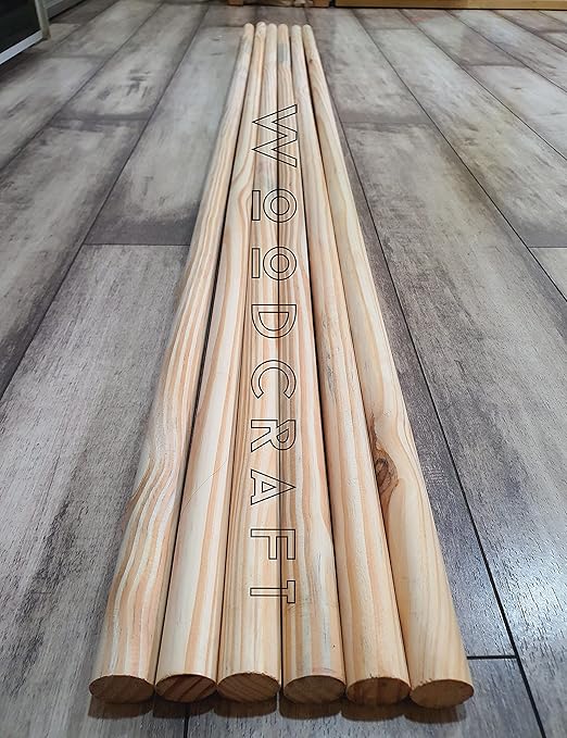 (4 pcs) 1 inch 5 ft. Wooden Dowel Rod Round Wood Stick for Teepee Tent