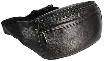 Leder Bauchtasche / Gürteltasche schwarz