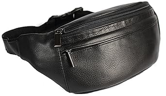 Große Christian Wippermann Bauchtasche / Hüfttasche / Herrentasche mit viel Platz aus bestem Rindleder, Schwarz
