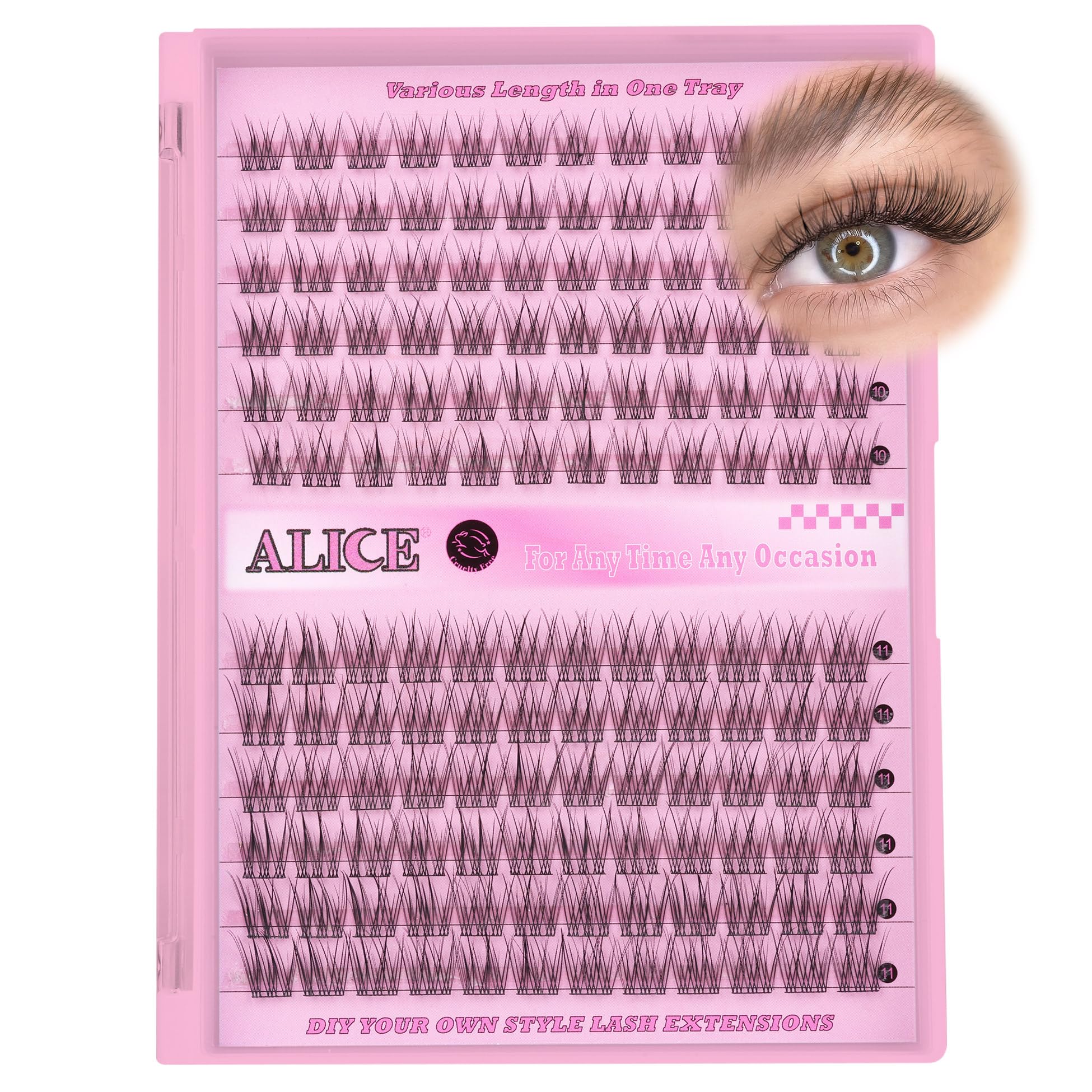 ALICE Natural Lash Clusters C Curl DIY Eyelash Extensions 9-11mm Short Individual Lashes Wispy Lash Extensions Handmade Eyelash Clusters 144 Pcs — image 1