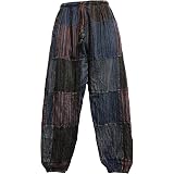 Mens Stonewashed Cotton Bohemian Vintage Yoga Ethnic Print Patchwork Harem Pants #3 main image 1