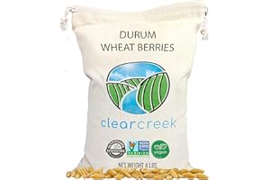 Clear Creek Certified Glyphosate Residue Free Durum Wheat Berries | 4 LBS | Whole Grains | Used to mill to Semolina Pasta Flour | North American Grown