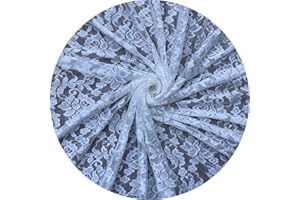 Rilassato 60 Inches Wide White Stretch Lace Fabric,Decorations Lace Trim Fabric (3 Yards, 8178 White)