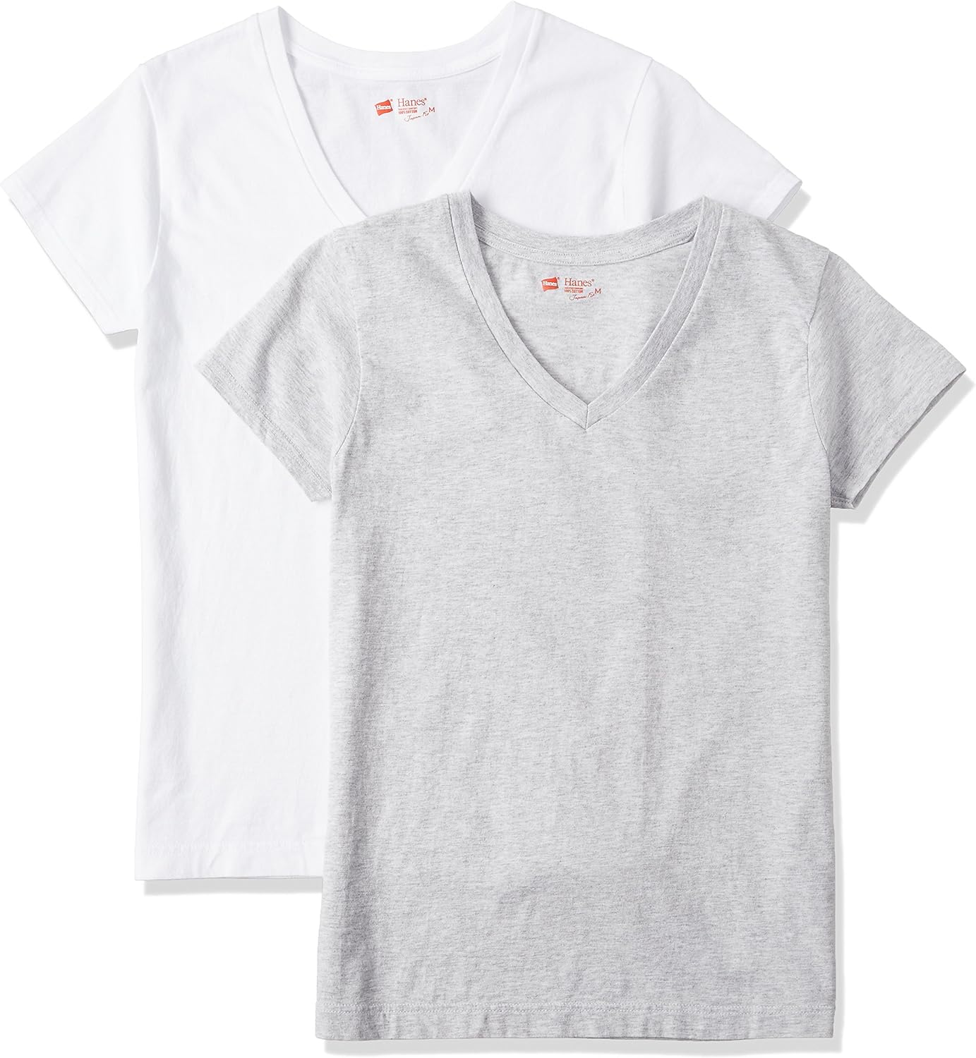 Amazon ヘインズ Tシャツ ジャパンフィット For Her Vネック 2枚組 アソート Hw5125 レディース グレー ホワイト 日本 L 日本サイズl相当 Tシャツ カットソー 通販