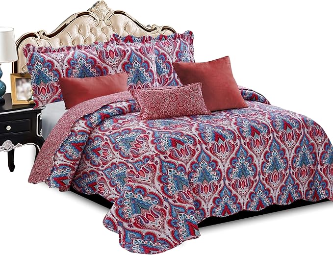 thumbnail image 2 of Patchwork Quilted Vintage Bedspread – King Size Double Single – Machine Washable 2 of 2