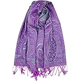 Achillea Reversible Paisley Pashmina Rave Scarf – Exotic Indian Shawls and Wraps for Evening Dresses, Festivals, All Seasons
