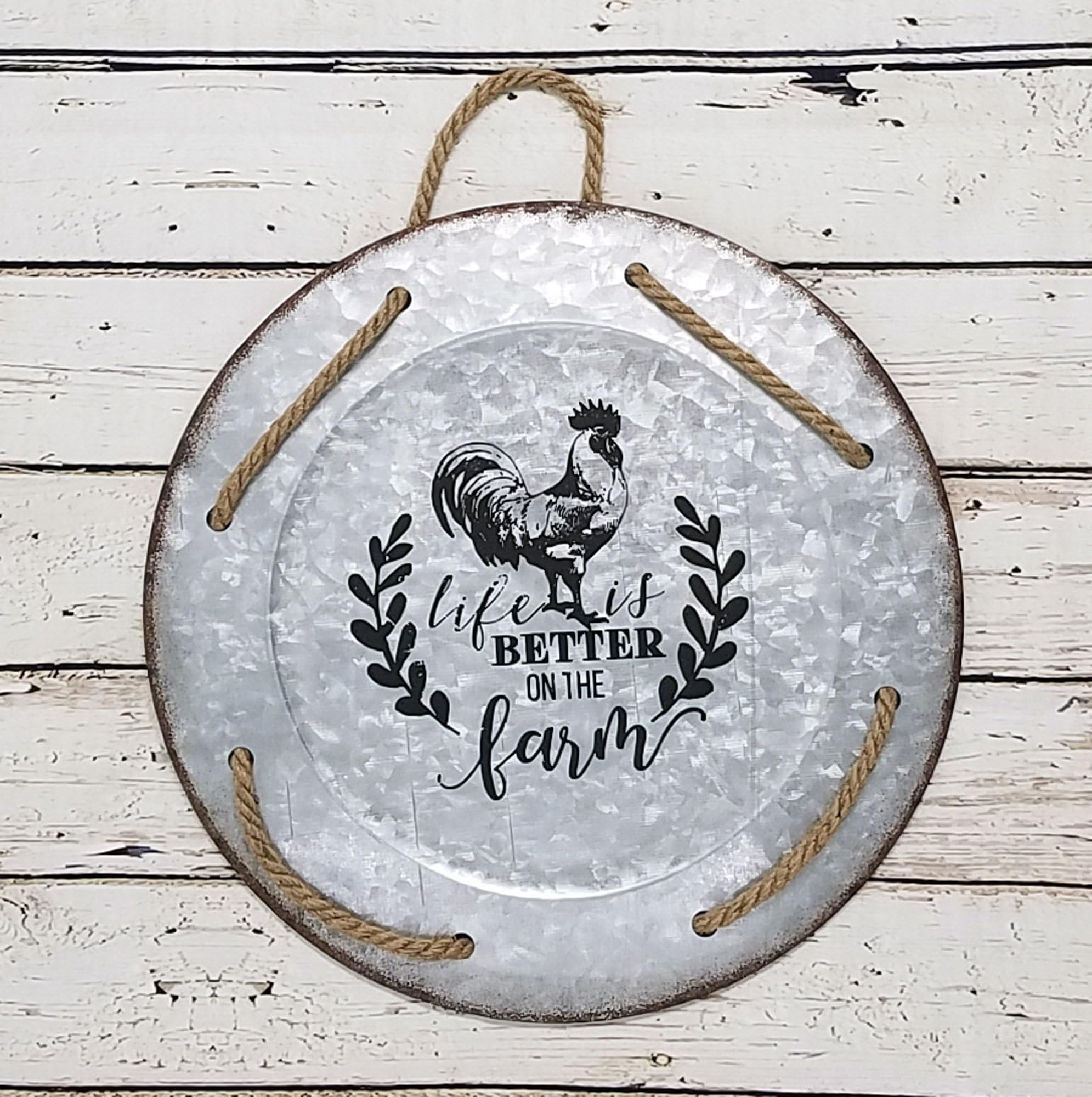 ESE Metal Wall décor Plate Shape for Farm Country House (Rooster)