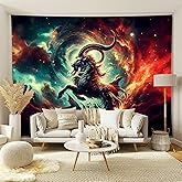Capricorn Tapestry Wall Hanging Zodiac Sign Decoration Aesthetic for Bedroom Living Room Dormitory Suitable for Teen Boy and Girl Who Like Astrology 79x59 Inches