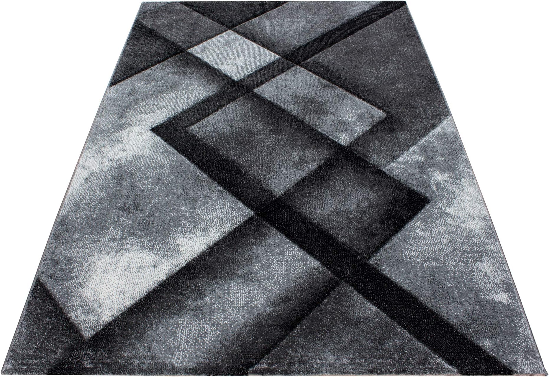 Designer Rug Modern Rug Living Room geometric pattern, 5 Sizes, Size: 120x170 cm; Colour: Black