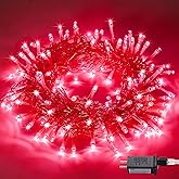 JMEXSUSS 33ft 100 LED Red Valentine Lights, Connectable 8 Modes Valentine Room Light Indoor Plug-in, Clear Wire Red Christmas String Light Outdoor Waterproof for Xmas Bedroom, Party