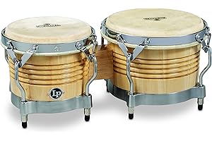 Latin Percussion M201-AWC LP Matador Wood Bongos - Natural/Chrome 8.625-inch
