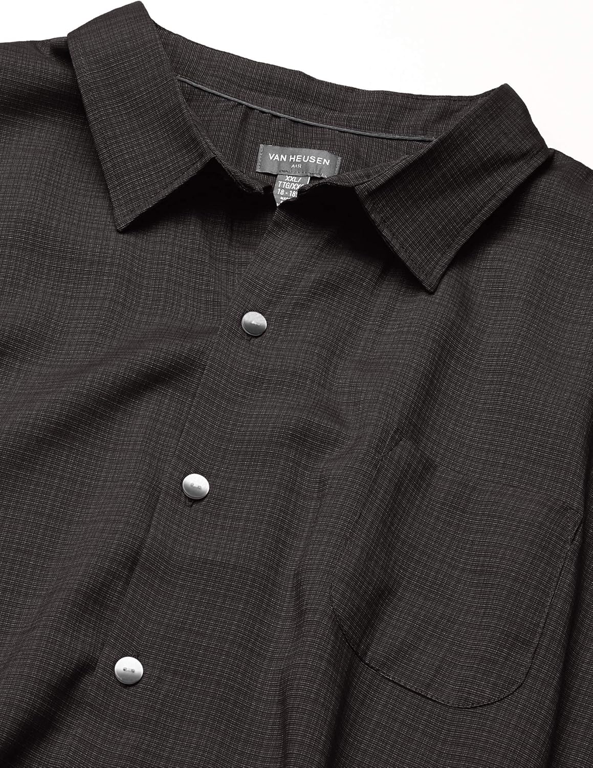 Van Heusen Men's Air Short Sleeve Button Down Poly Rayon Grid Shirt at  Men’s Clothing store