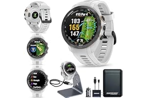 CERTIFIED BRANDS Garmin Approach S70 Golf Smartwatch | Full-Color CourseView Maps AMOLED Display | Advanced Shot Execution & Putt Alignment | Immersive Golfing Experience w/Signature Stand Power Bundle