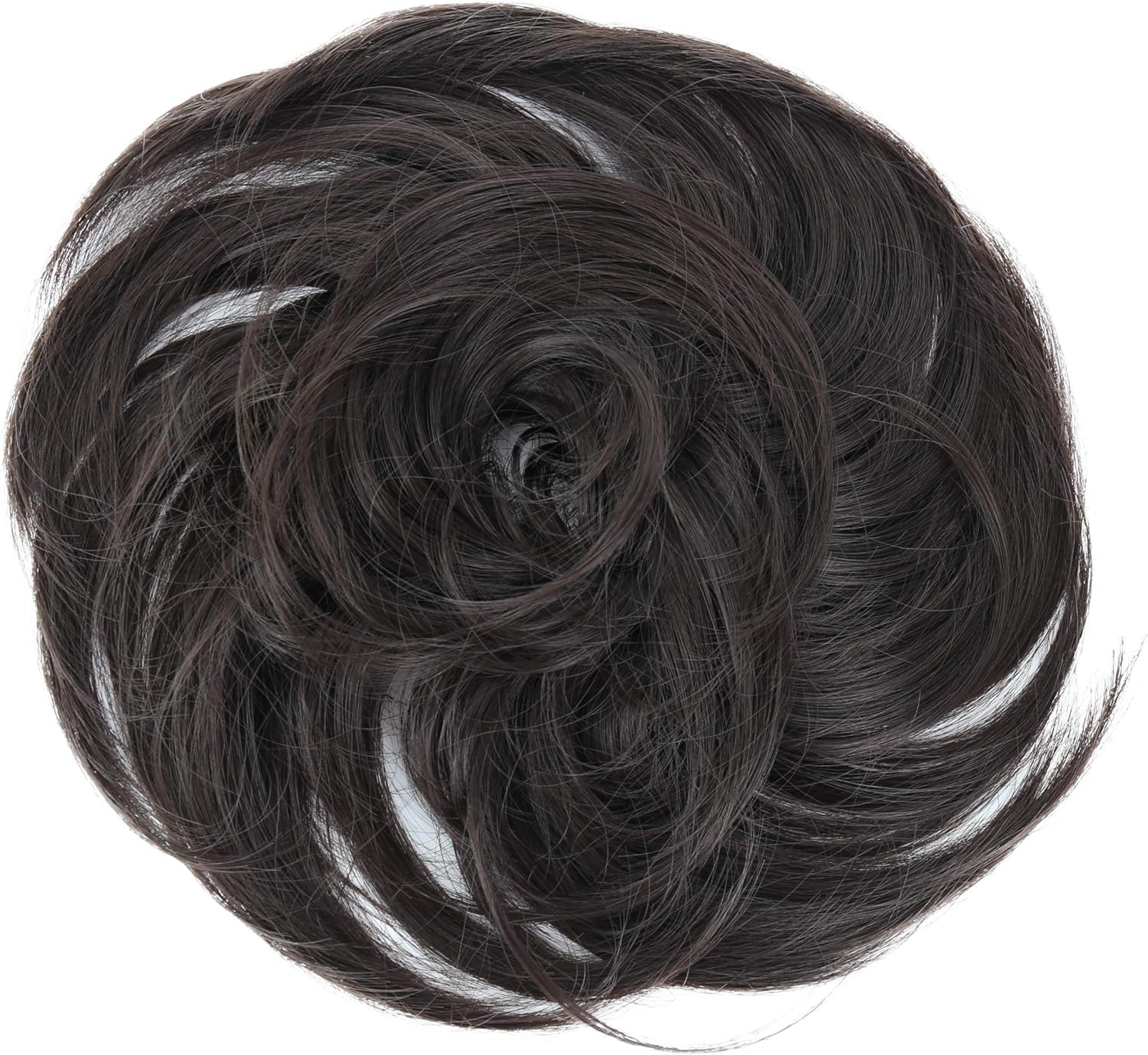 CAISHA Synthetic Fiber Hairpiece Scrunchie Scrunchy Updo Slightly Wavy Dark Brown G2B, dark brown #4A G2B