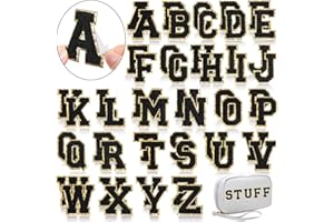 WILLBOND 52 Pcs Self Adhesive Chenille Letter Patches, 2.2/2.8 Inch A-Z Embroidered Alphabet Stickers for Clothes Bags Hats DIY Craft Supplies Christmas Personalized Gifts(Black,2.2 Inch)