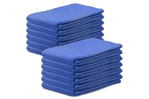RELUEN 12Pcs Cotton Cleaning Rags - 24 x 16.5 inches Kitchen Towels Cotton Shop Rags for Cleaning House Bar Towels - Dish Towels Blue Shop Towels Bulk Rags