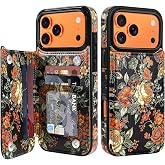 Bizzib for iPhone 17 Pro Max Wallet Case with Card Holder,Premium PU Leather Kickstand Card Slots Drop Protective Shockproof Rugged Cover Flip Case for Apple iPhone 17 Pro Max, Orange Rose