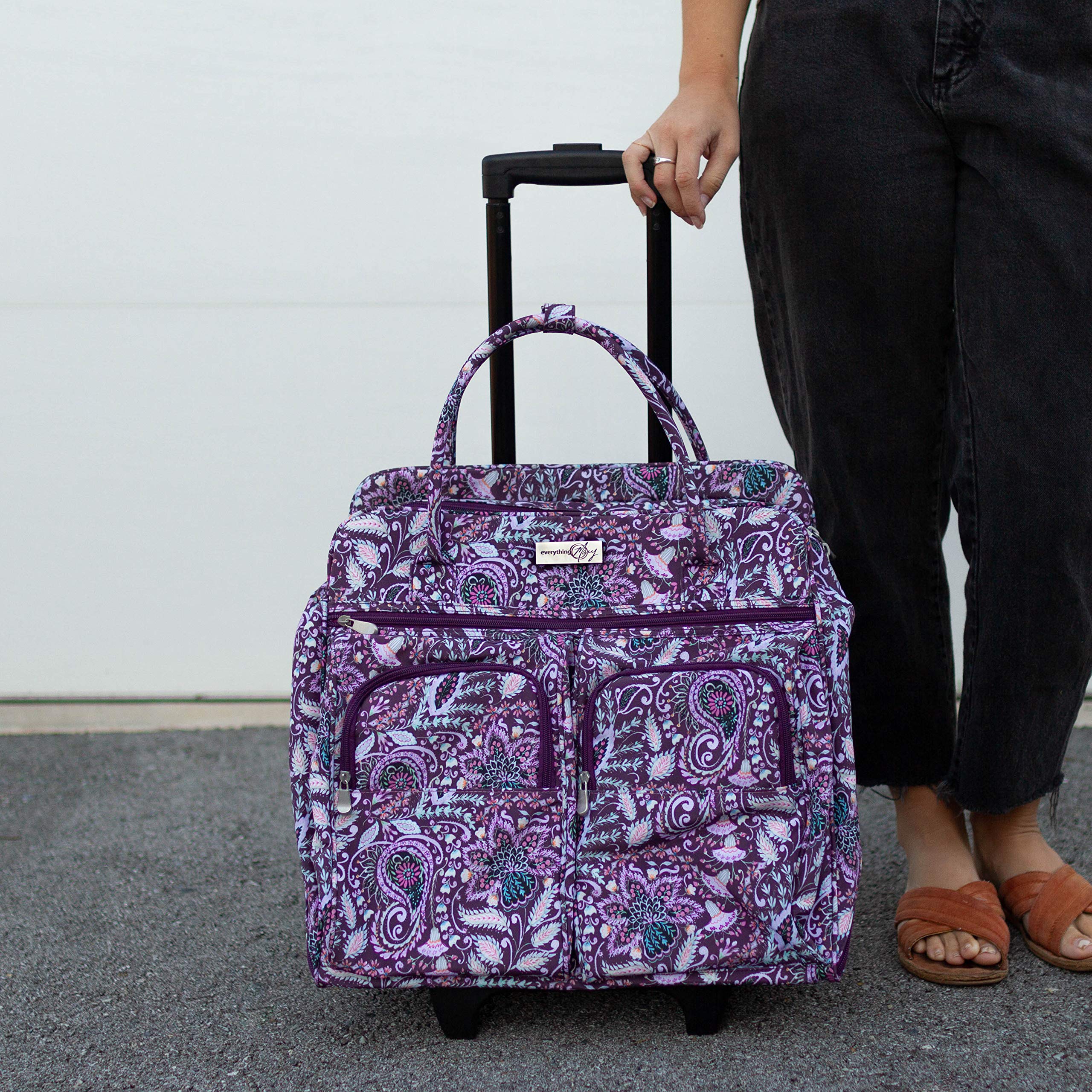 Everything Mary Deluxe Purple Paisley Floral Rolling Sewing Case by