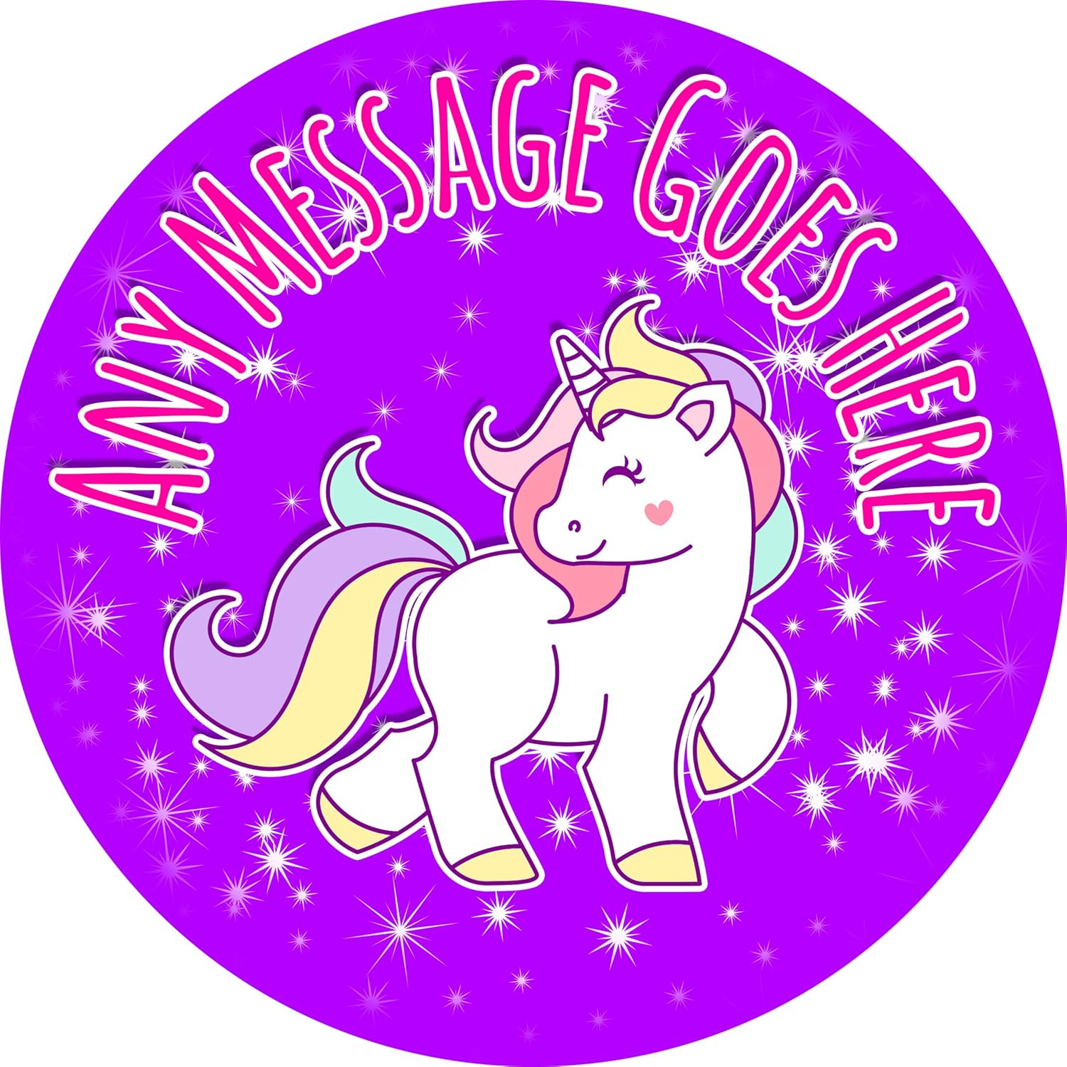 Adorable Unicorn Cake Topper 7.5 Inch Personalised Edible on Icing