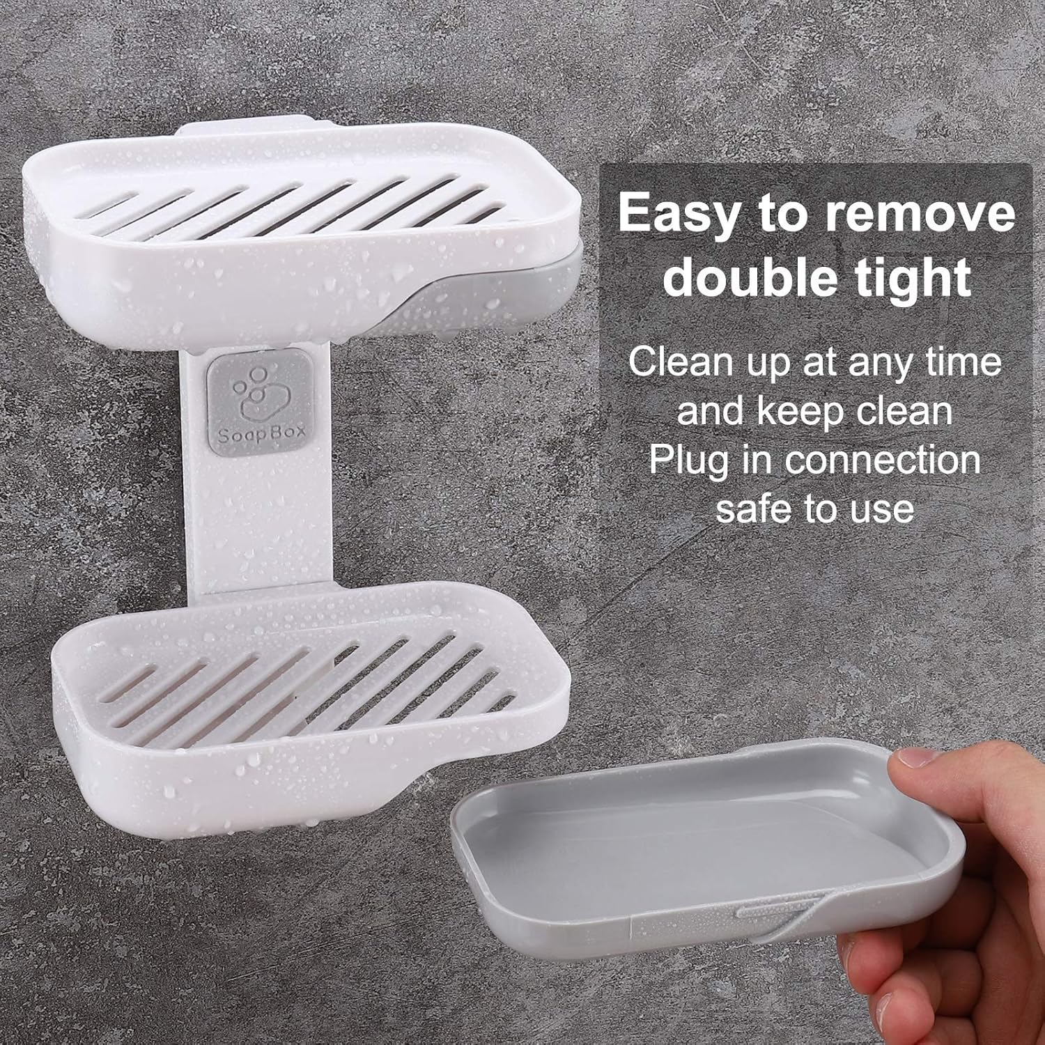Maqqet Soap Dish for Shower Bar Soap Holder Double Layer Wall Mounted Soap Saver Soap Container with Draining Tray Soap Case for Bathroom: Home & Kitchen